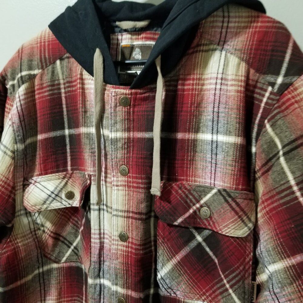 Legendary Outfitters Plaid Flannel Hooded Jacket Snap Front Men's XL - Picture 8 of 8